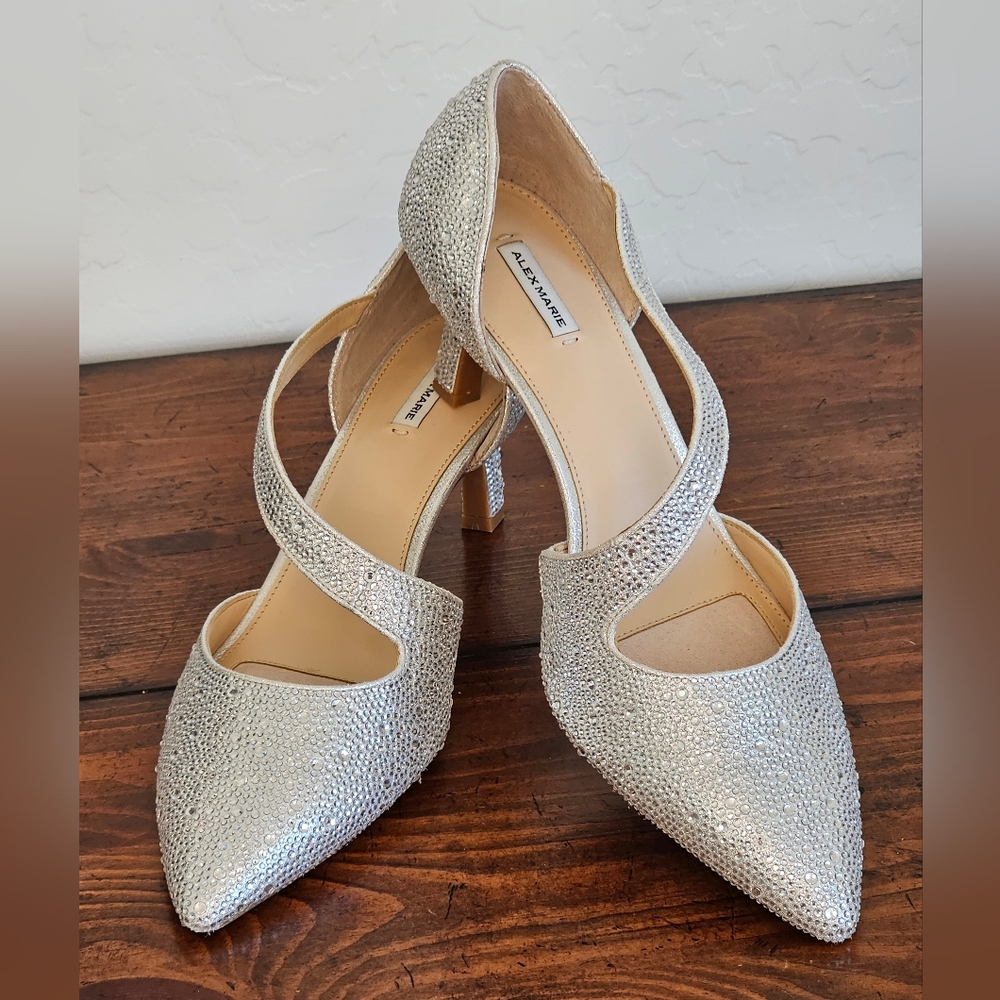 Alex Marie Glittering Rhinestone Silver Heels Prom/Wedding Women's Sz 10 NWOB